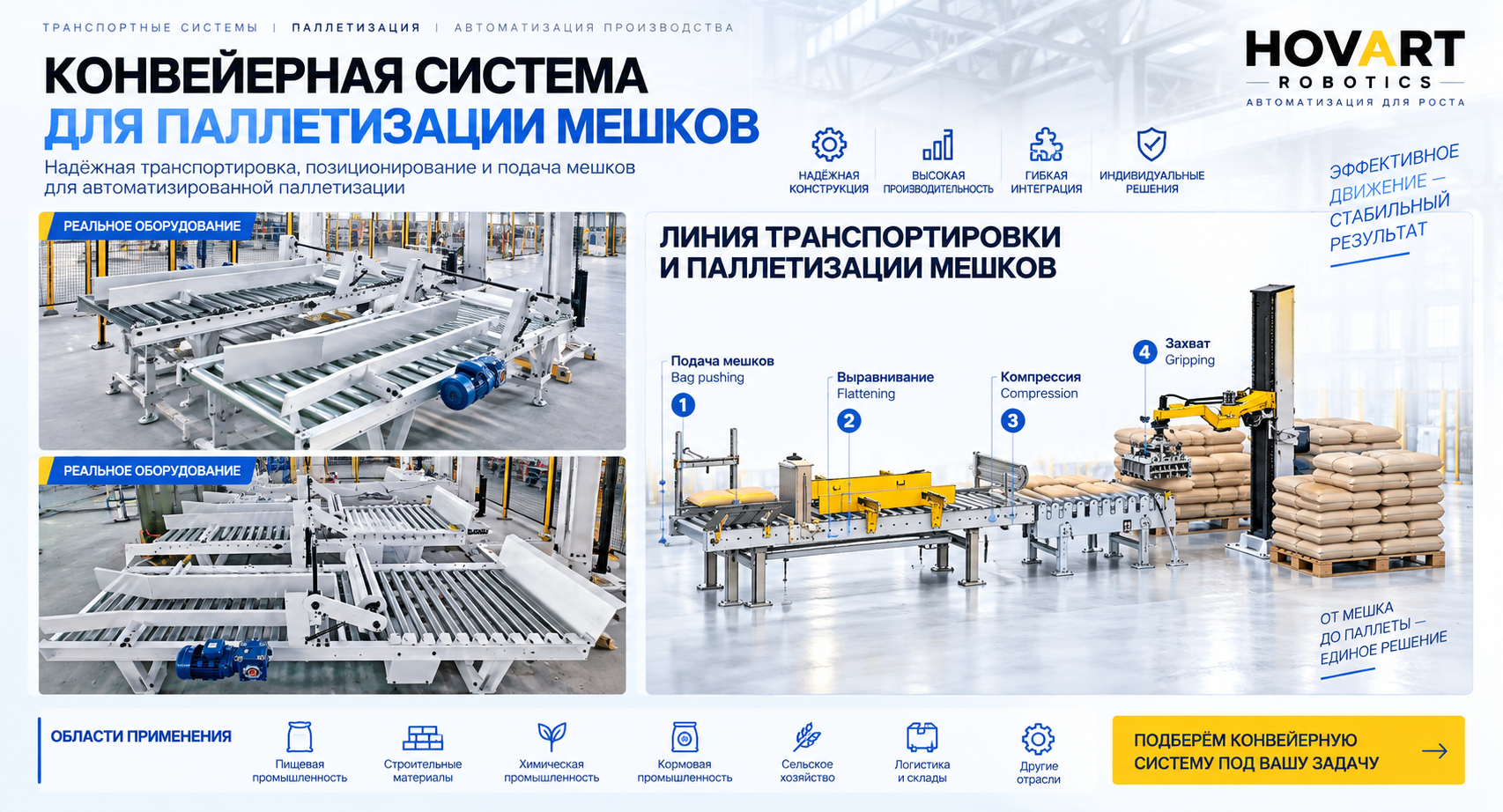 Конвейерная система паллетайзера HVR-50-2200-2150